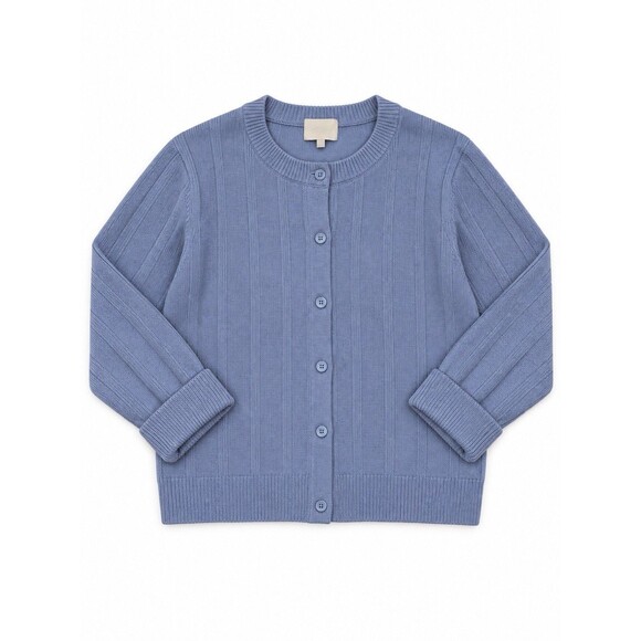 Reformation Sweaters - Reformation Blue 100% Merino Wool Ribbed Crewneck Cardigan Sweater M